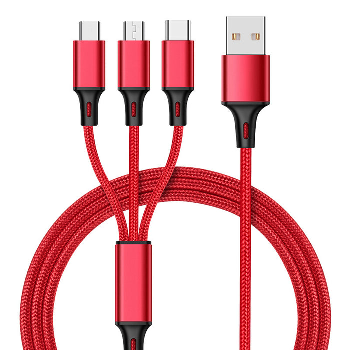 USB to Type C/Lightning/Micro Cable Red
