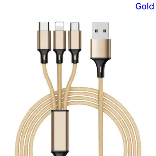 USB to Type C/Lightning/Micro Cable Gold