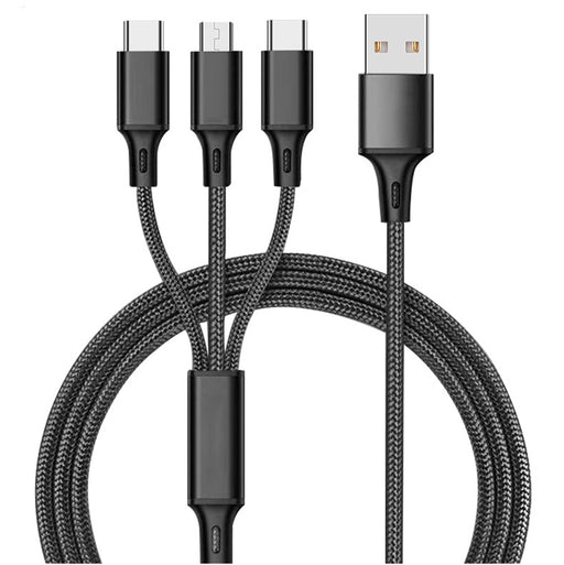 USB to Type C/Lightning/Micro Cable Black
