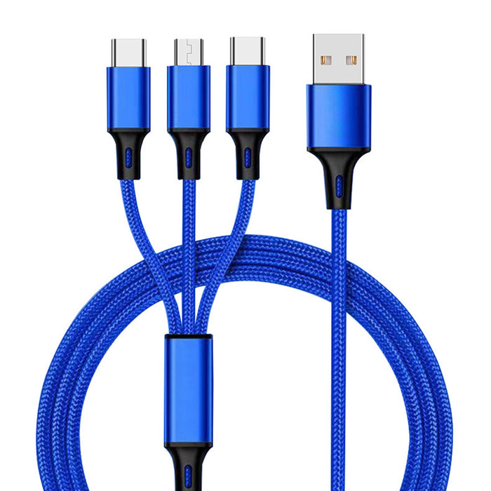 USB to Type C/Lightning/Micro Cable Blue