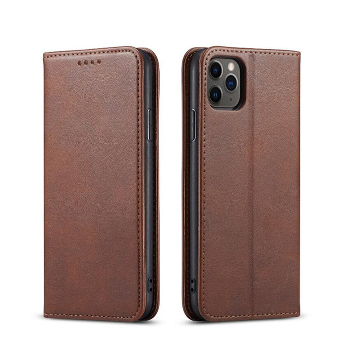 Flip Leather Case Wallet for iPhone 14 - Dark Brown