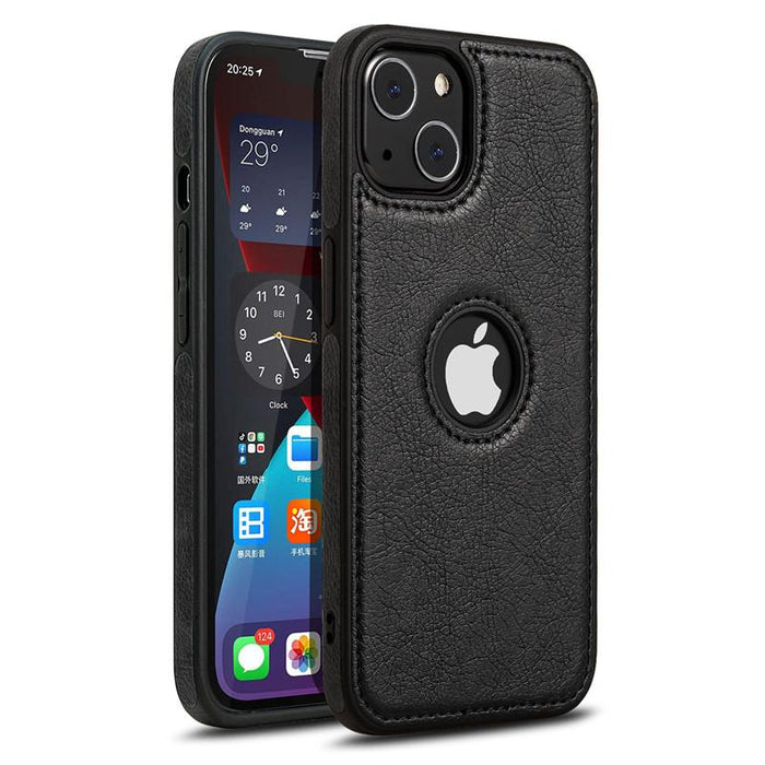 Leather Case for iPhone 14, 13, 12, 11, XR, X, 8,7 - Black