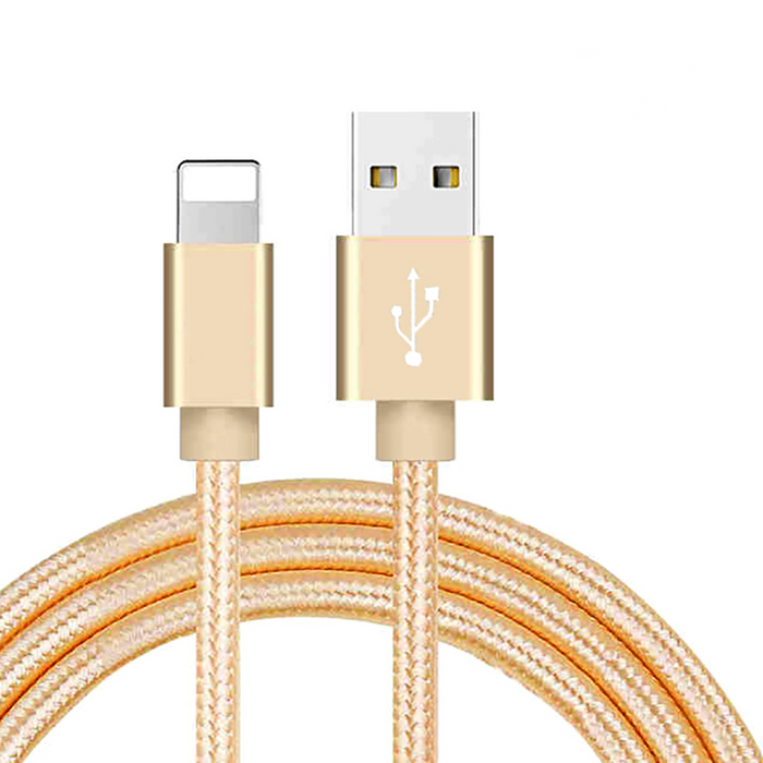 Heavy Duty Braided Charging Cable Cord 1M for iPhones Gold