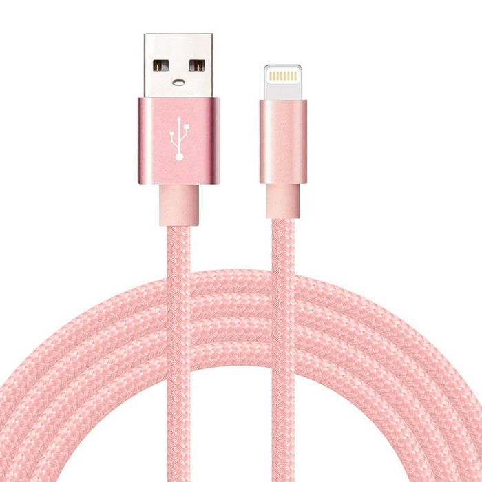 Heavy Duty Braided Charging Cable Cord 1M for iPhones Pink